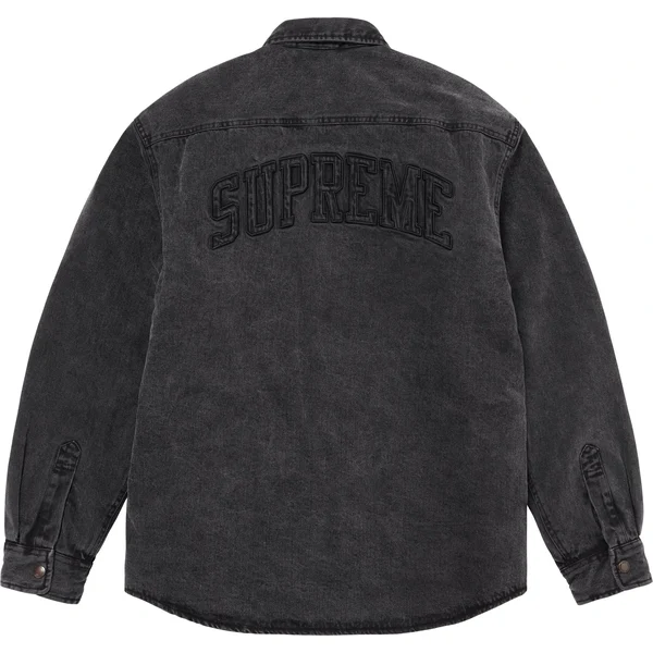 Supreme Faux Shearling Lined Work Shirt - Black Denim (front)