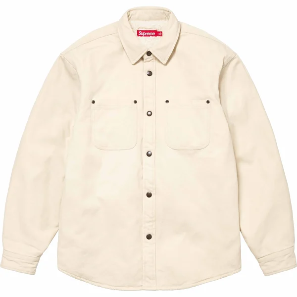 Supreme Faux Shearling Lined Work Shirt - Natural (front)