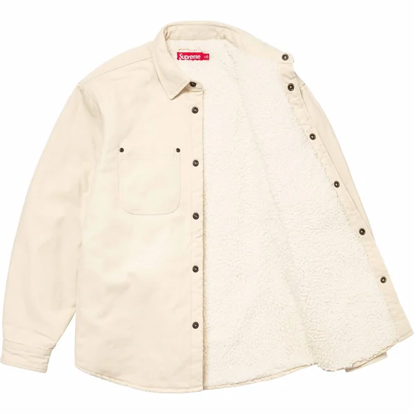 Supreme Faux Shearling Lined Work Shirt - Natural (front)