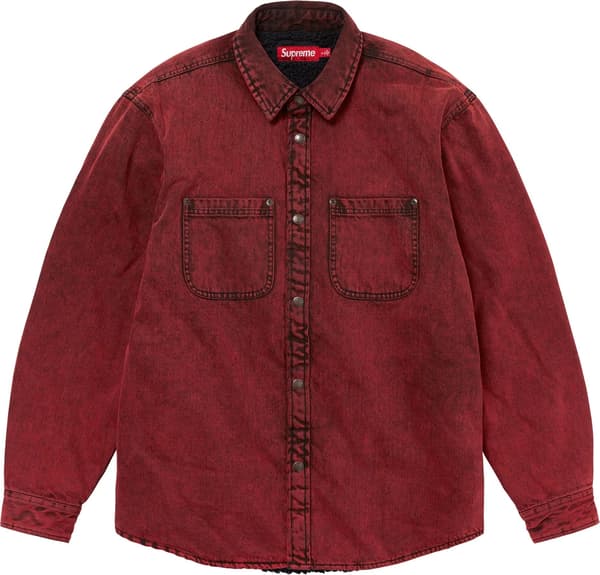 Supreme Faux Shearling Lined Work Shirt - Red Denim (front)
