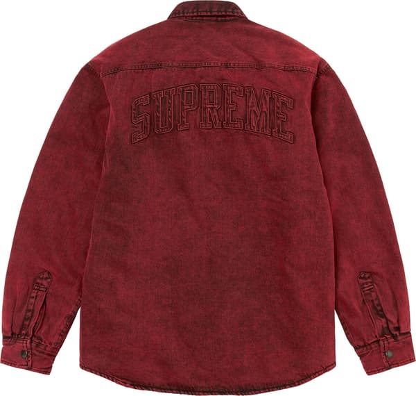 Supreme Faux Shearling Lined Work Shirt - Red Denim (front)