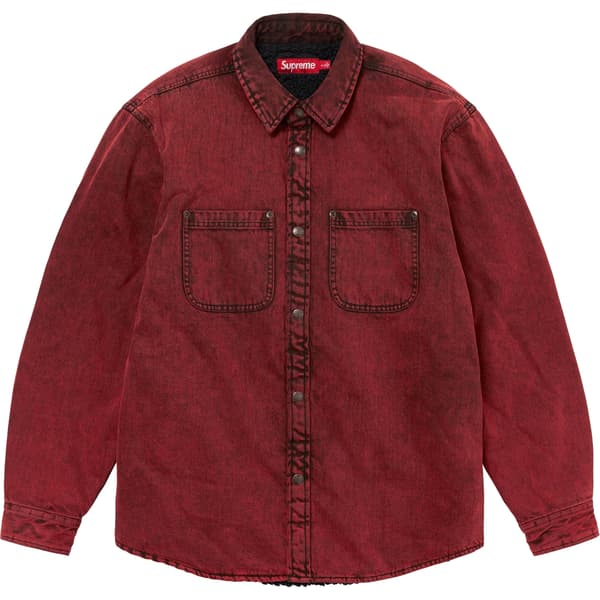Supreme Faux Shearling Lined Work Shirt - Red Denim (front)