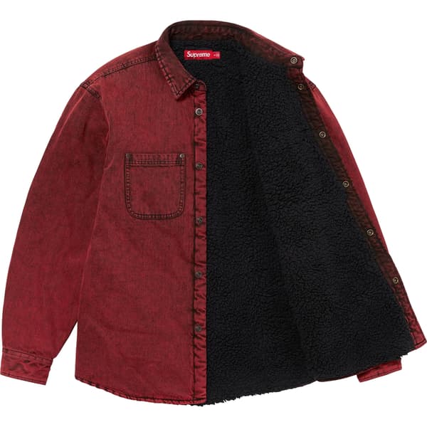 Supreme Faux Shearling Lined Work Shirt - Red Denim (front)
