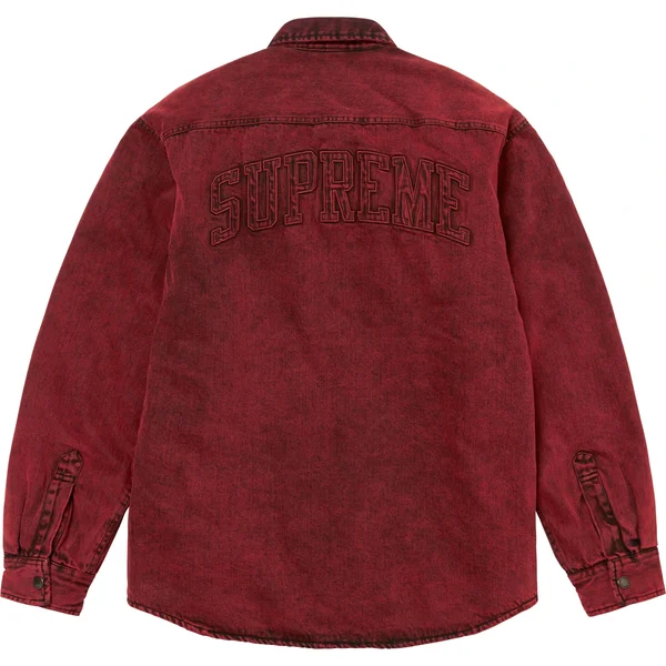 Supreme Faux Shearling Lined Work Shirt - Red Denim (front)