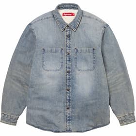 Supreme Faux Shearling Lined Work Shirt Washed Indigo Denim
