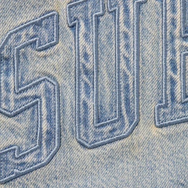 Supreme Faux Shearling Lined Work Shirt - Washed Indigo Denim (front)