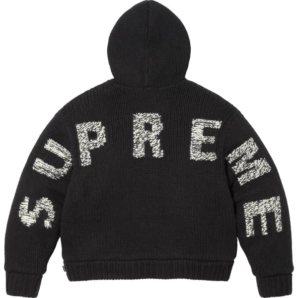 Supreme Faux Shearling Lined Zip Up Hooded Sweater - Black (front)