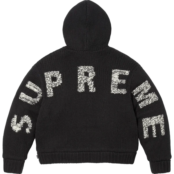 Supreme Faux Shearling Lined Zip Up Hooded Sweater - Black (front)