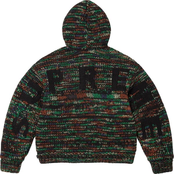 Supreme Faux Shearling Lined Zip Up Hooded Sweater - Green Mélange (front)