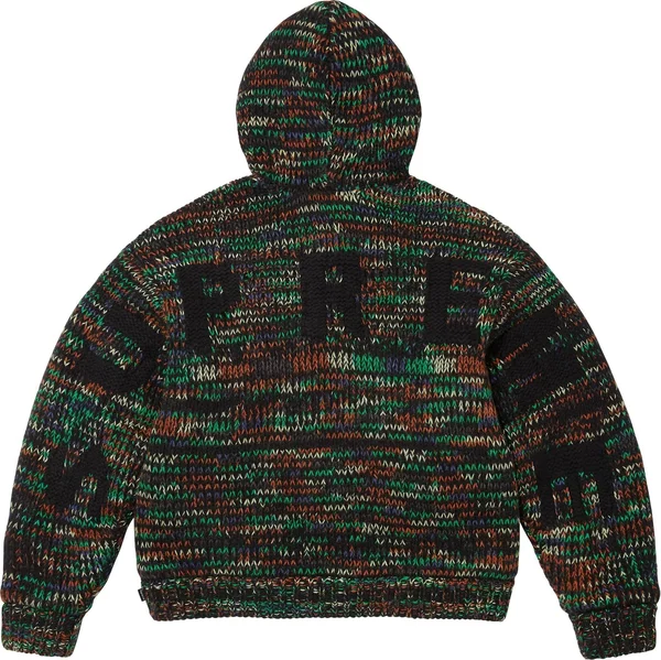 Supreme Faux Shearling Lined Zip Up Hooded Sweater - Green Mélange (front)