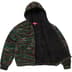 Supreme Faux Shearling Lined Zip Up Hooded Sweater - Green Mélange (front)