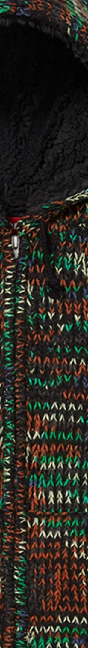 Supreme Faux Shearling Lined Zip Up Hooded Sweater - Green Mélange (front)