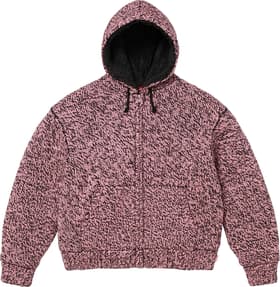 Supreme Faux Shearling Lined Zip Up Hooded Sweater Pink Mélange