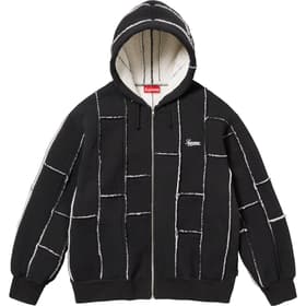Supreme Faux Shearling Zip Up Hooded Sweatshirt Black