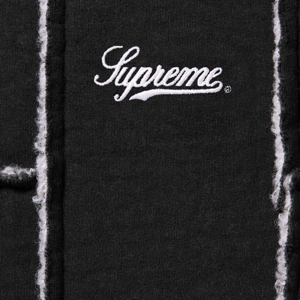 Supreme Faux Shearling Zip Up Hooded Sweatshirt - Black (front)