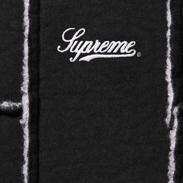 Supreme Faux Shearling Zip Up Hooded Sweatshirt - Black (front)