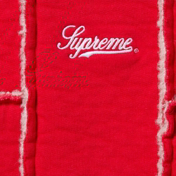 Supreme Faux Shearling Zip Up Hooded Sweatshirt - Red (front)