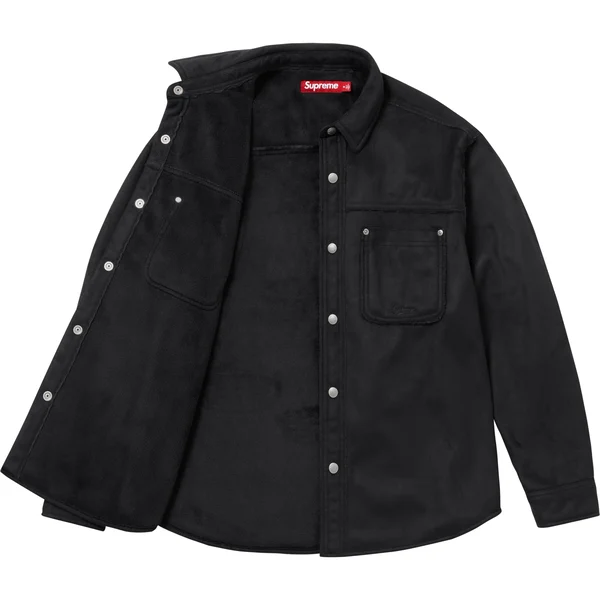 Supreme Faux Suede Snap Shirt - Black (front)