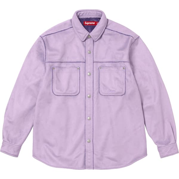 Supreme Faux Suede Snap Shirt - Lavender (front)