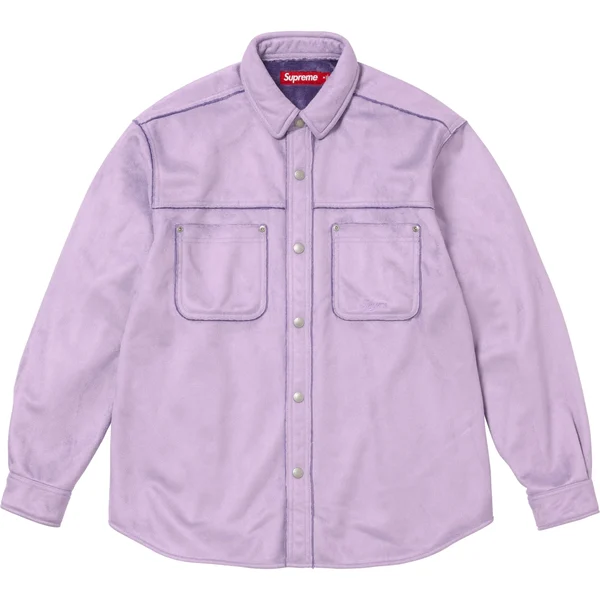 Supreme Faux Suede Snap Shirt - Lavender (front)