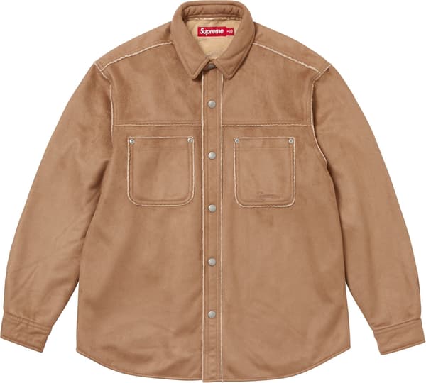 Supreme Faux Suede Snap Shirt - Tan (front)