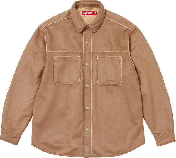 Supreme Faux Suede Snap Shirt - Tan (front)
