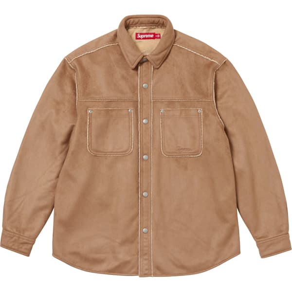 Supreme Faux Suede Snap Shirt - Tan (front)