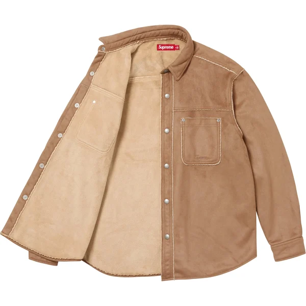 Supreme Faux Suede Snap Shirt - Tan (front)
