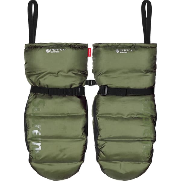 Supreme Featherweight Down Mittens - Olive (front)