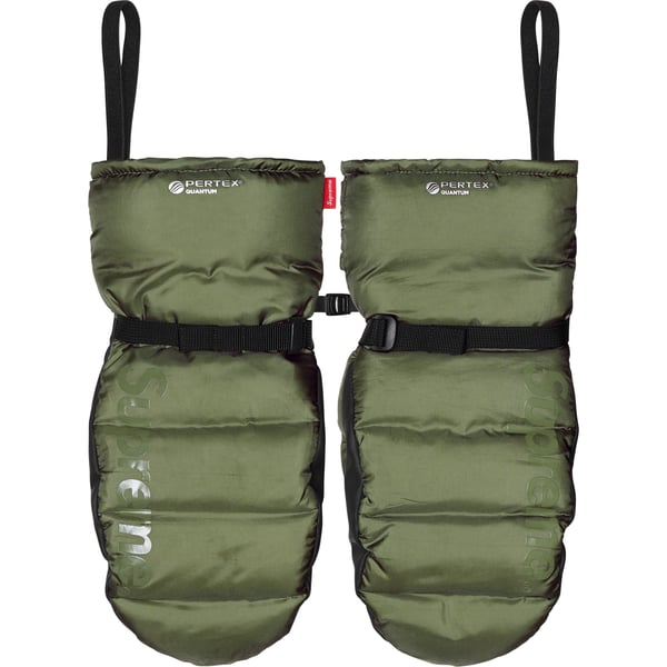 Supreme Featherweight Down Mittens - Olive (front)