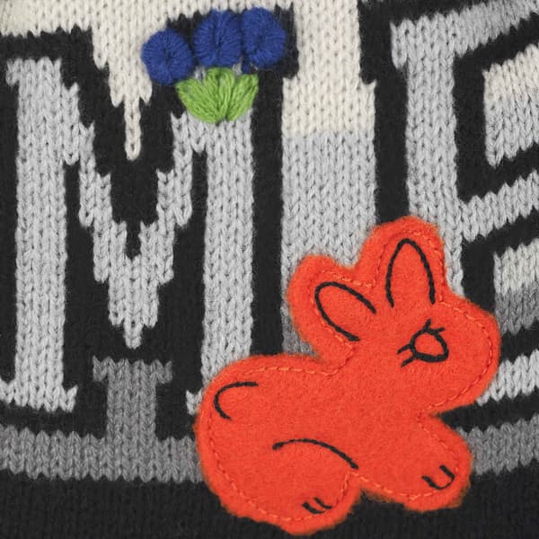 Supreme Felt Appliqué Earflap Beanie - Black (front)