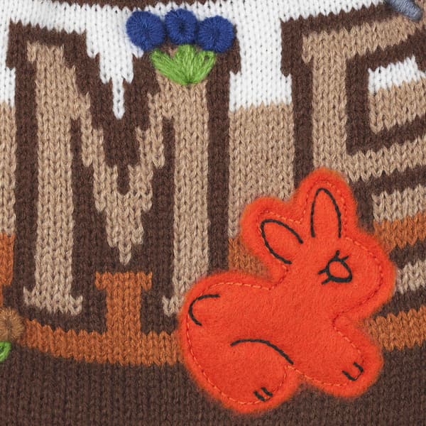 Supreme Felt Appliqué Earflap Beanie - Brown (front)