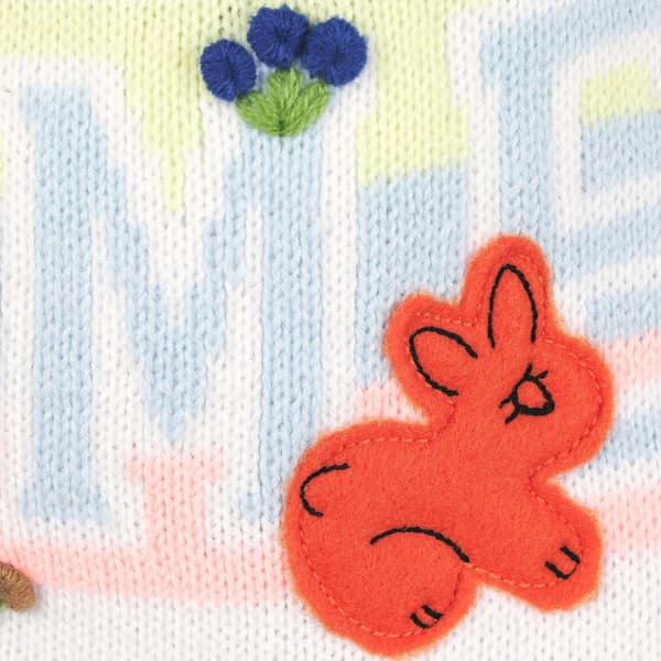 Supreme Felt Appliqué Earflap Beanie - White (front)