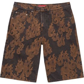 Supreme Flames Jacquard Baggy Denim Short Washed Black