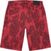 Supreme Flames Jacquard Baggy Denim Short - Washed Red (front)