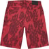 Supreme Flames Jacquard Baggy Denim Short - Washed Red (front)