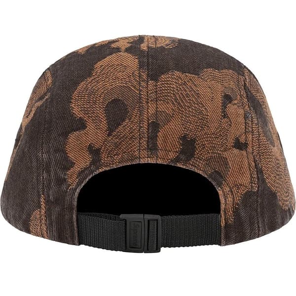 Supreme Flames Jacquard Denim Camp Cap - Washed Black (front)