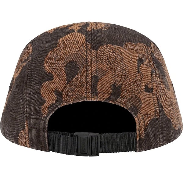 Supreme Flames Jacquard Denim Camp Cap - Washed Black (front)