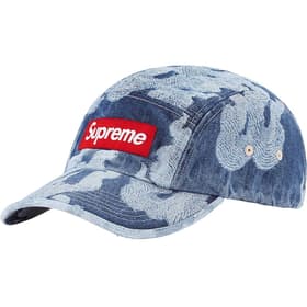 Supreme Flames Jacquard Denim Camp Cap Washed Indigo