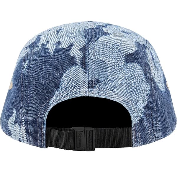 Supreme Flames Jacquard Denim Camp Cap - Washed Indigo (front)