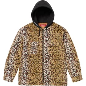 Supreme Fleece Zip Up Hooded Shirt Brown Leopard