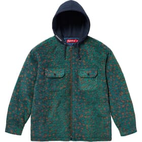 Supreme Fleece Zip Up Hooded Shirt Teal Leopard