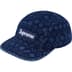 Supreme Flocked Denim Camp Cap - Blue (front)