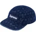 Supreme Flocked Denim Camp Cap - Blue (front)