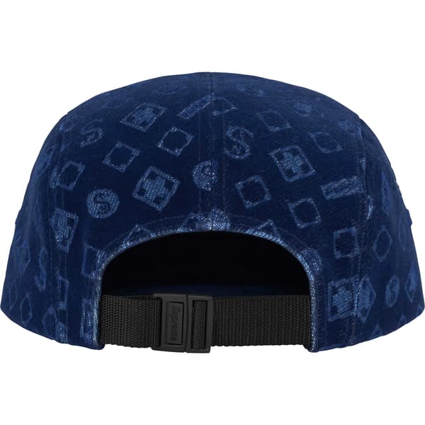 Supreme Flocked Denim Camp Cap - Blue (front)