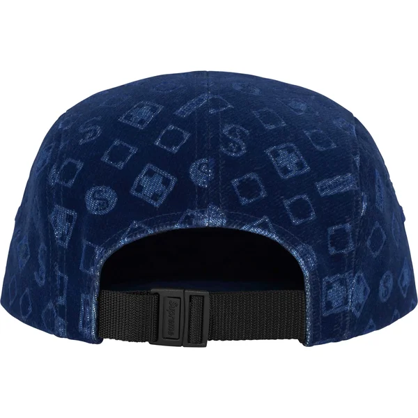 Supreme Flocked Denim Camp Cap - Blue (front)