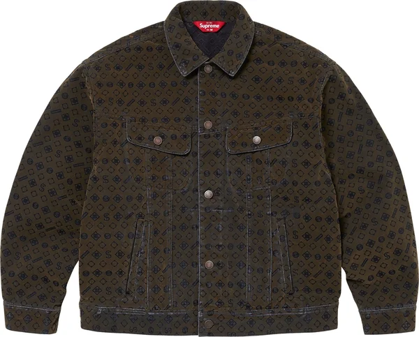 Supreme Flocked Denim Trucker Jacket - Black (front)