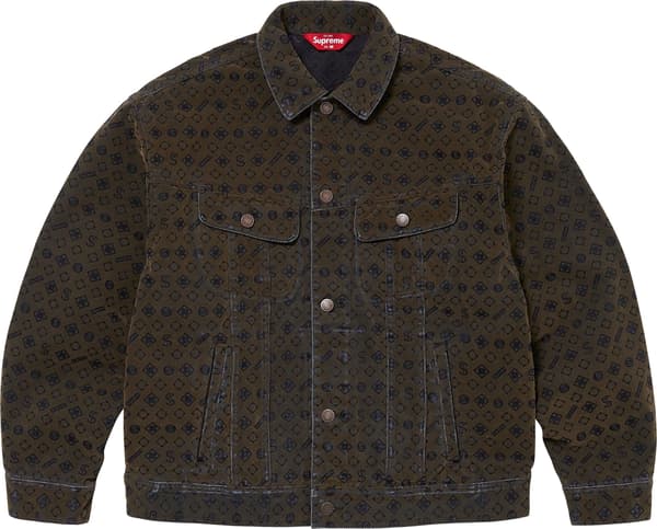 Supreme Flocked Denim Trucker Jacket - Black (front)