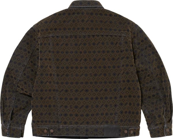 Supreme Flocked Denim Trucker Jacket - Black (front)