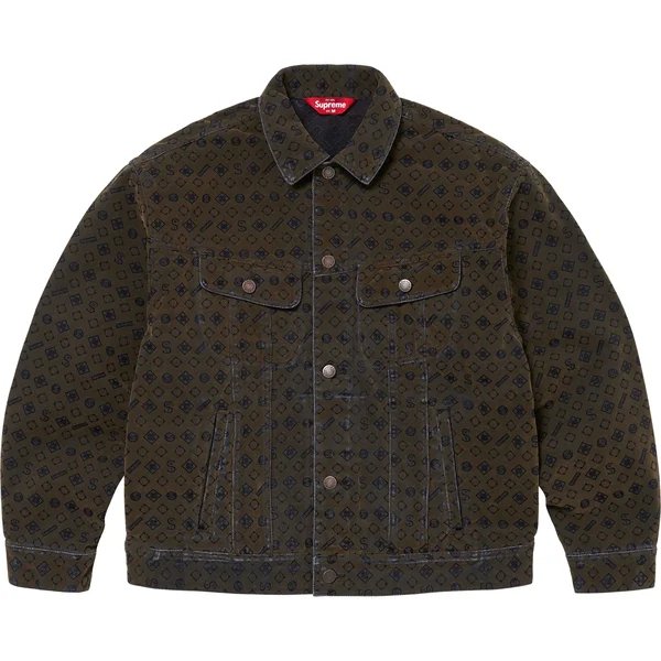 Supreme Flocked Denim Trucker Jacket - Black (front)